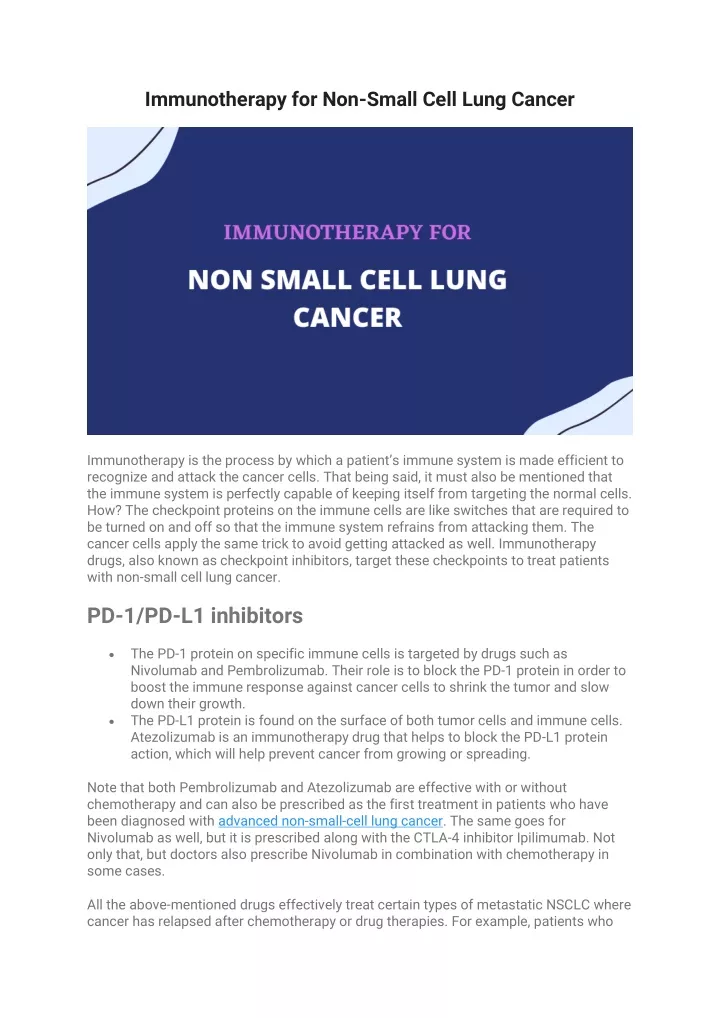 immunotherapy for non small cell lung cancer