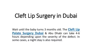Cleft Lip Surgery in Dubai