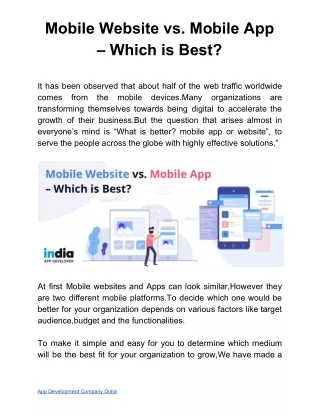 Mobile Website vs. Mobile App (Application) – Which is Best?