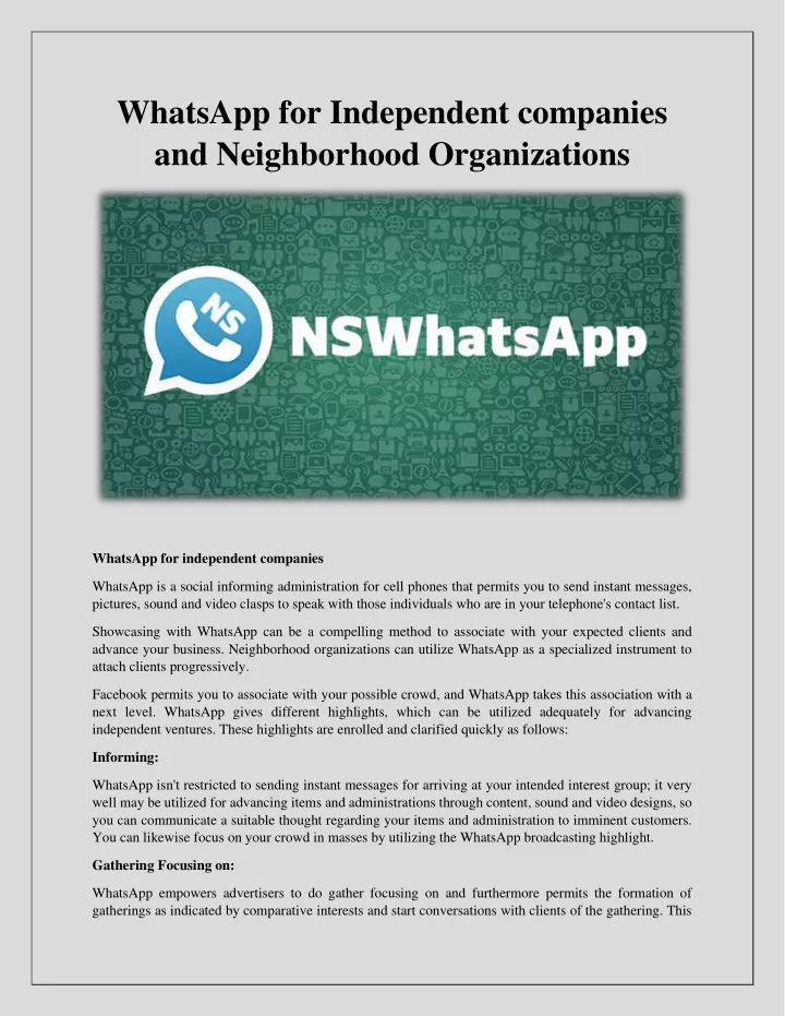 whatsapp for independent companies