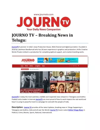 JOURNO TV – Breaking News in Telugu: