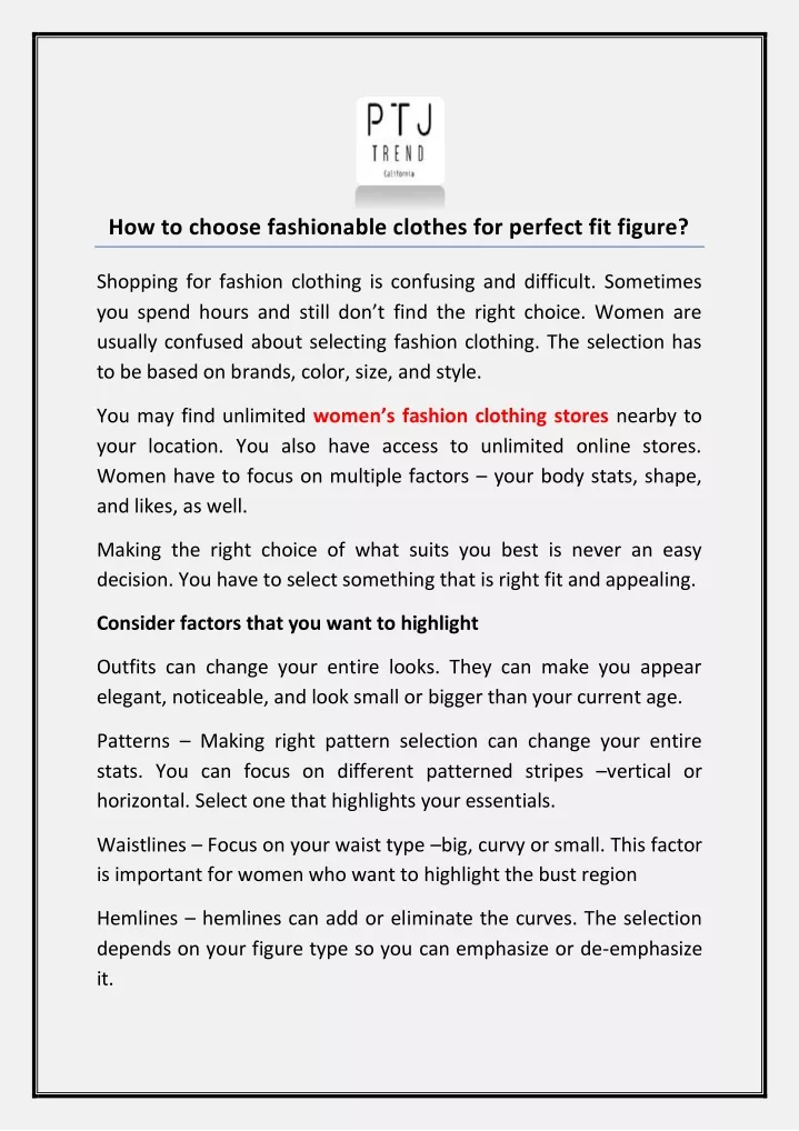 how to choose fashionable clothes for perfect