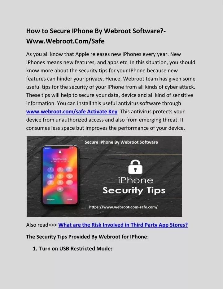 how to secure iphone by webroot software