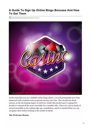 a guide to sign up online bingo bonuses