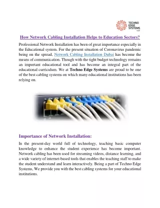 how network cabling installation helps