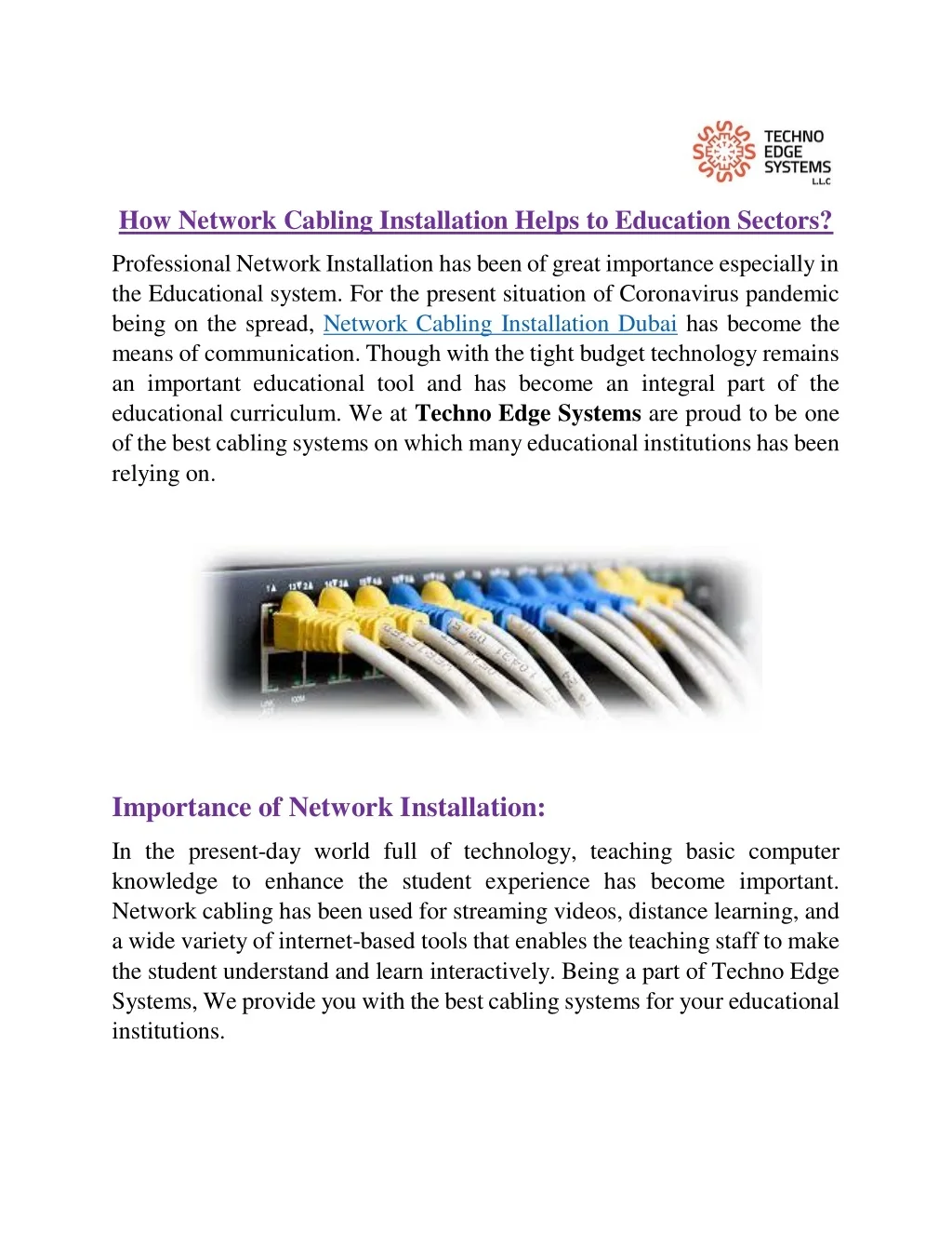 PPT - How Network Cabling Installation Helps to Education Sectors ...