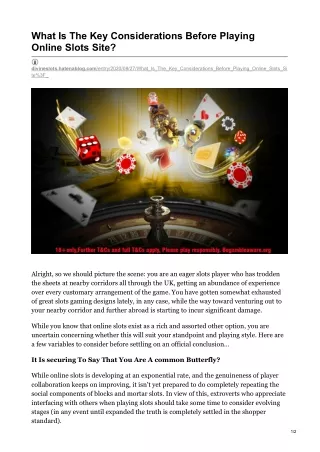 what is the key considerations before playing