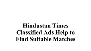 hindustan times c l assified ads help to find suitable matches