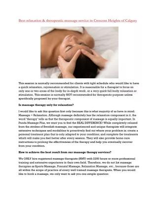 best relaxation therapeutic massage service