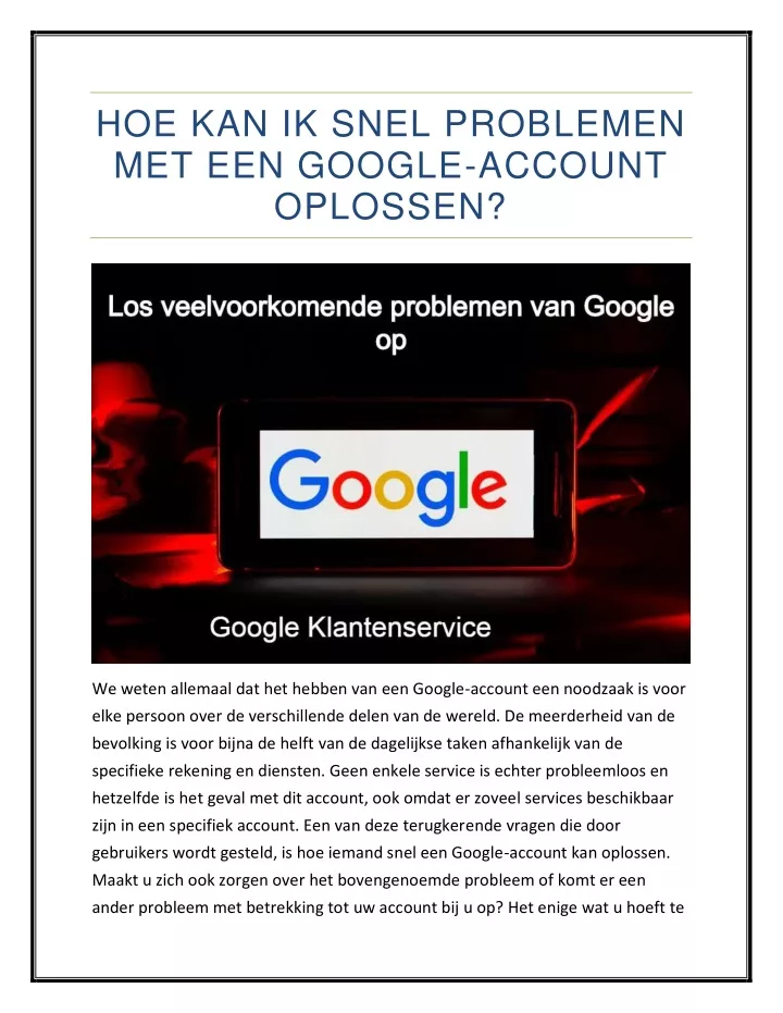 hoe kan ik snel problemen met een google account