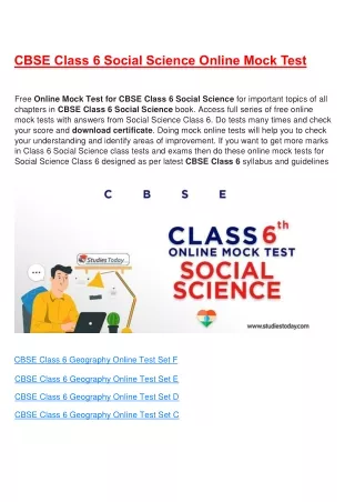cbse class 6 social science online mock test