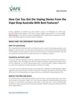 How Can You Get the Vaping Device From the Vape Shop Australia With Best Features?