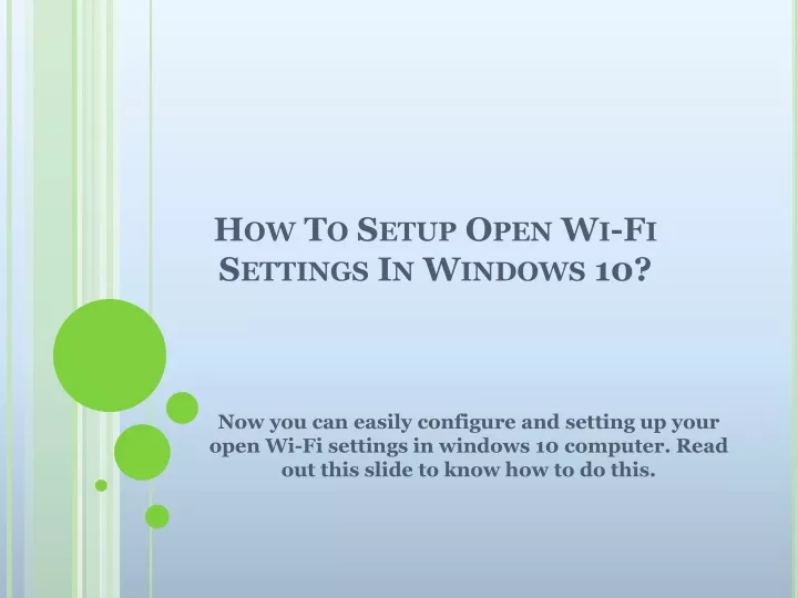 how to setup open wi fi settings in windows 10