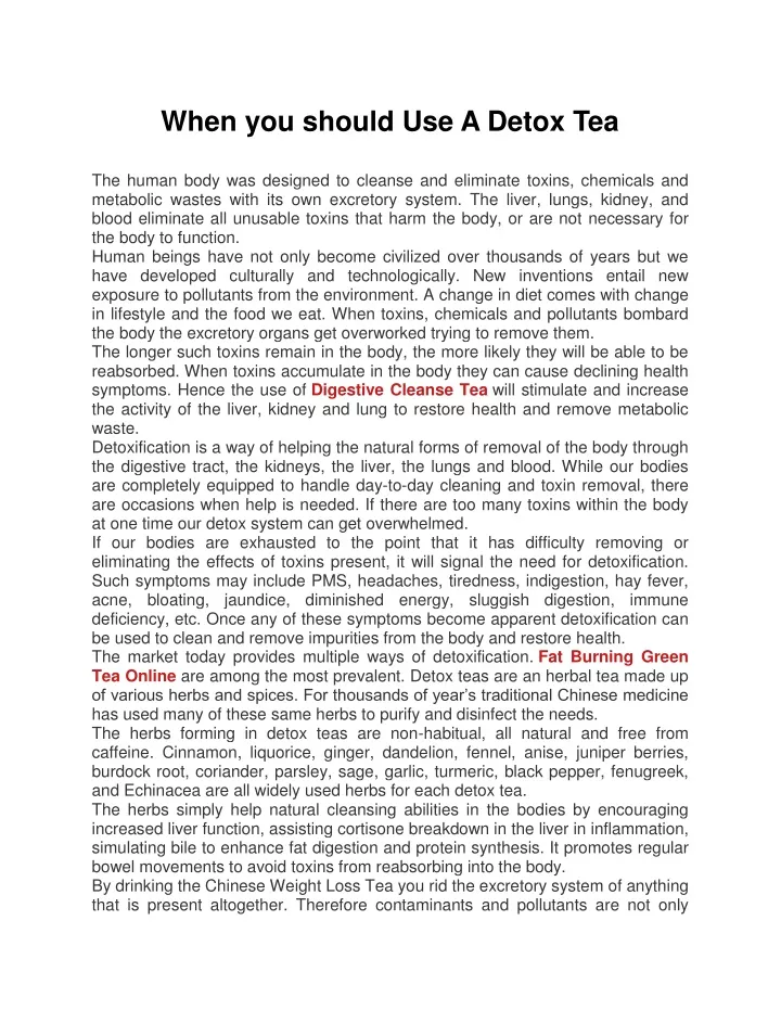when you should use a detox tea