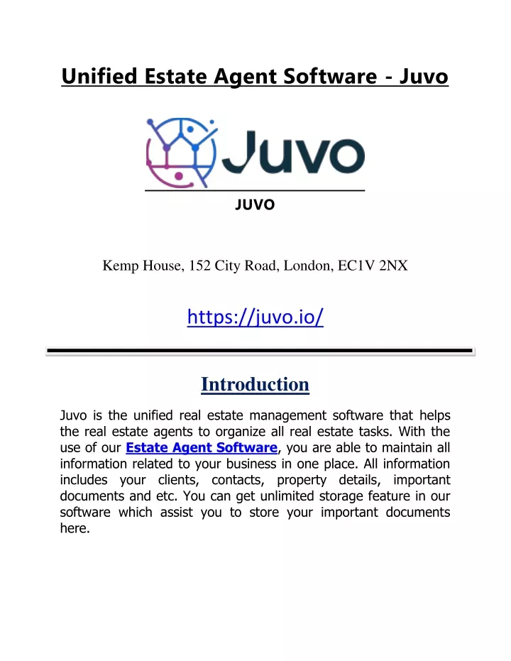 unified estate agent software juvo
