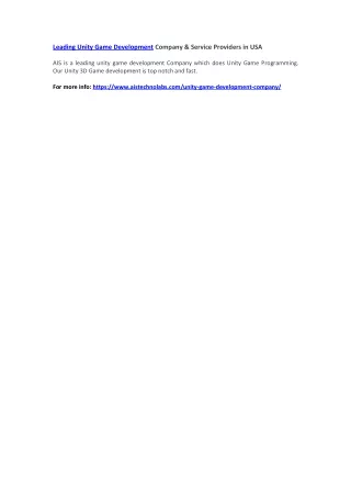leading unity game development company service