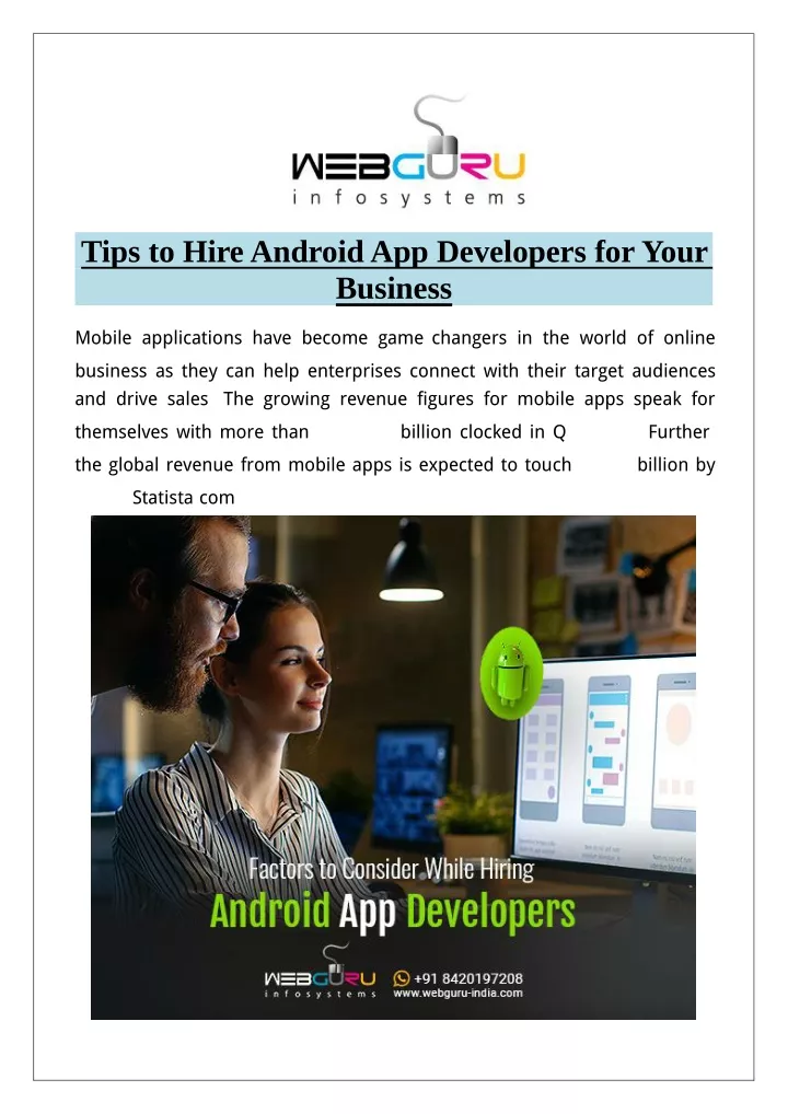tips to hire androidapp developers foryour