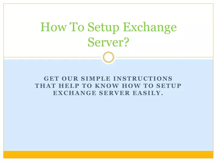 how to setup exchange server