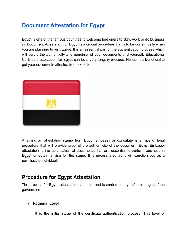 document attestation for egypt egypt