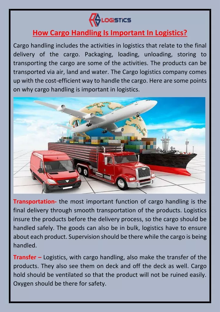 how cargo handling is important in logistics