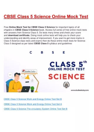 cbse class 5 science online mock test