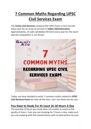 7 Common Myths Regarding UPSC  Civil Services Exam