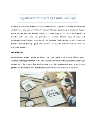 Significant prospects of estate planning