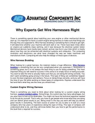 why experts get wire harnesses right