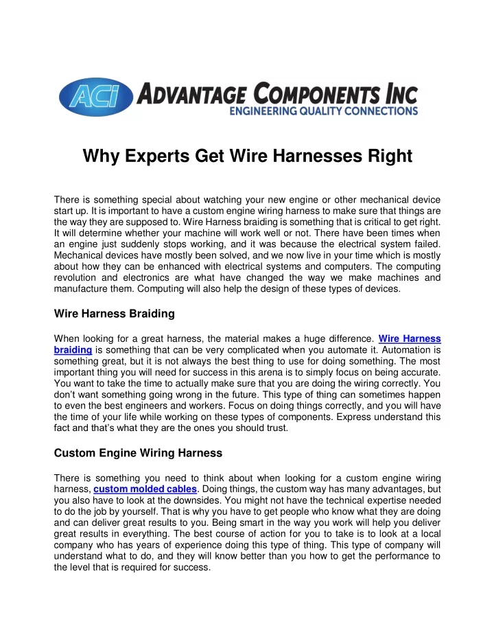 why experts get wire harnesses right