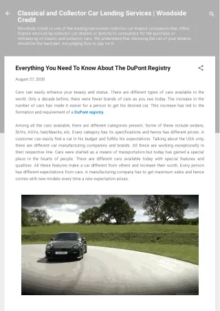 classical and collector car lending services