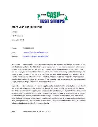 More Cash For Test Strips