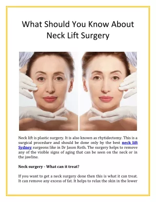 What Should You Know About Neck Lift Surgery