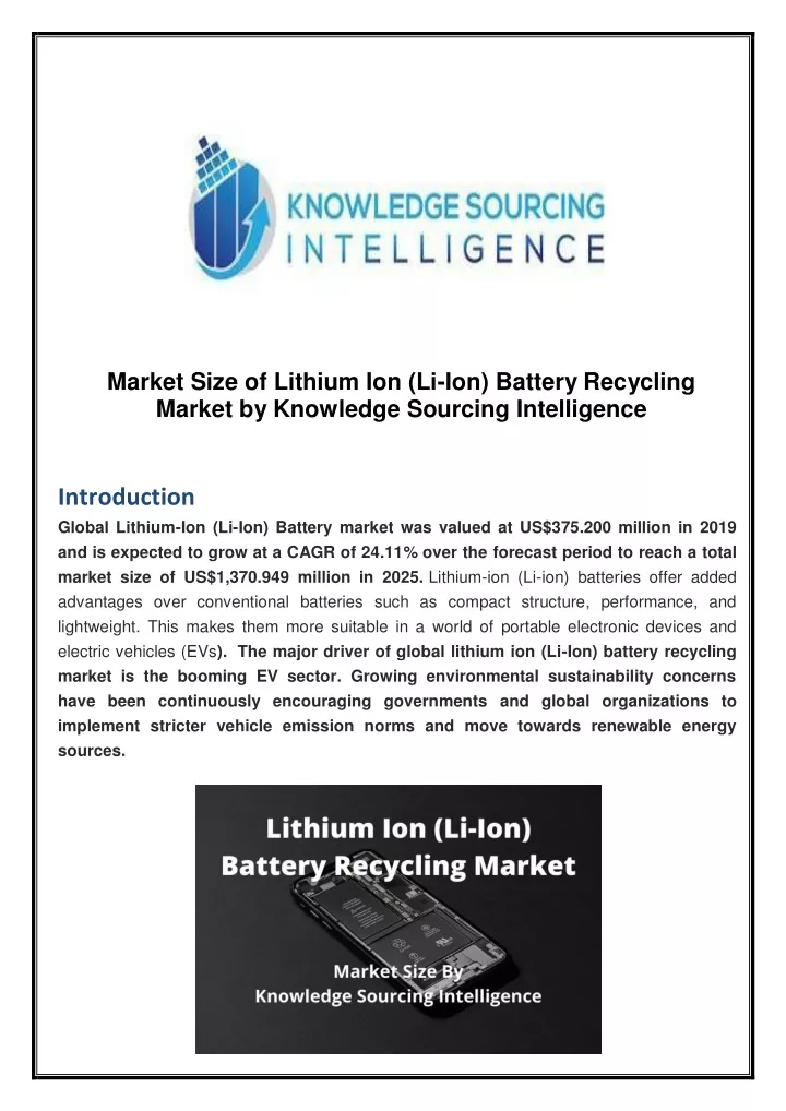 market size of lithium ion li ion battery