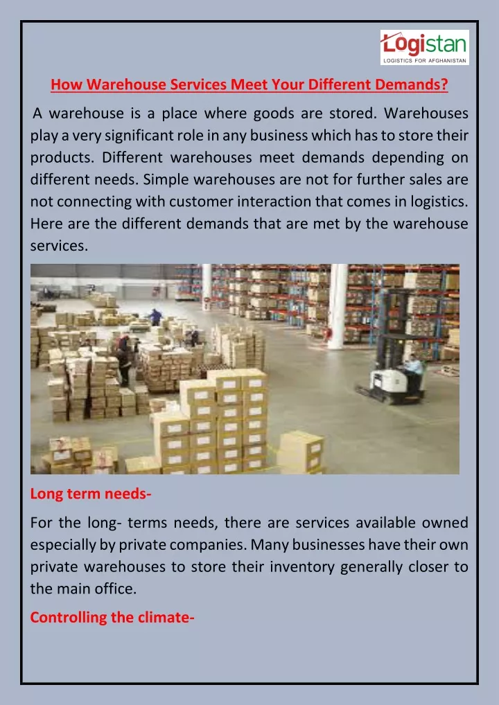 how warehouse services meet your different demands