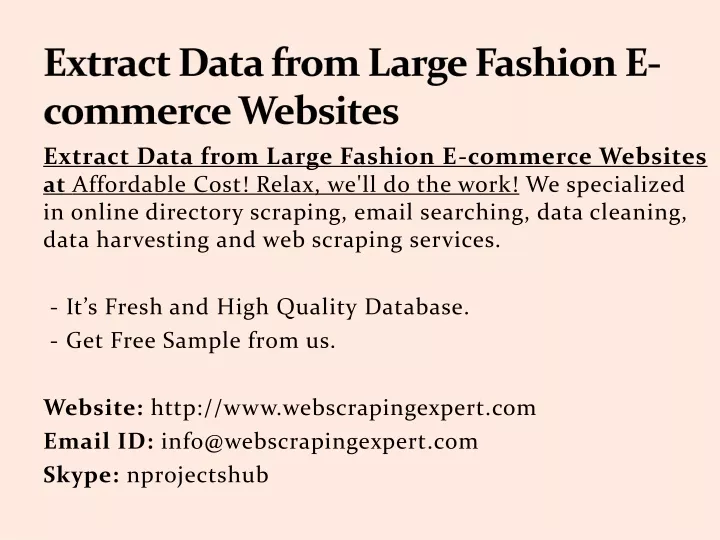 extract data from large fashion e commerce websites
