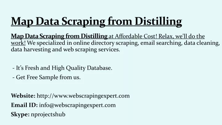 map data scraping from distilling