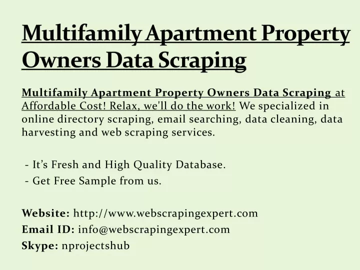 multifamily apartment property owners data scraping
