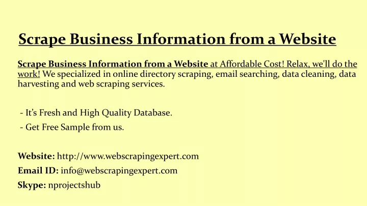 scrape business information from a website