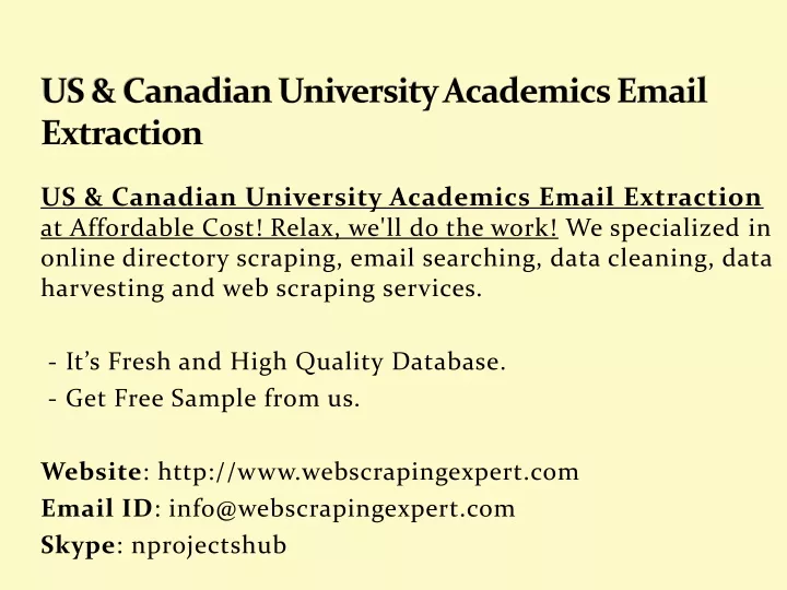 us canadian university academics email extraction
