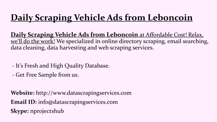 daily scraping vehicle ads from leboncoin
