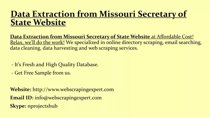 data extraction from missouri secretary of state website