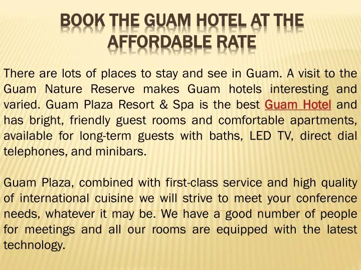 book the guam hotel at the affordable rate