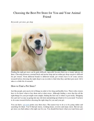 choosing the best pet store for you and your