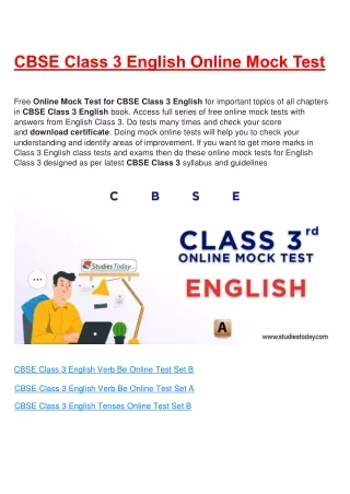cbse class 3 english online mock test