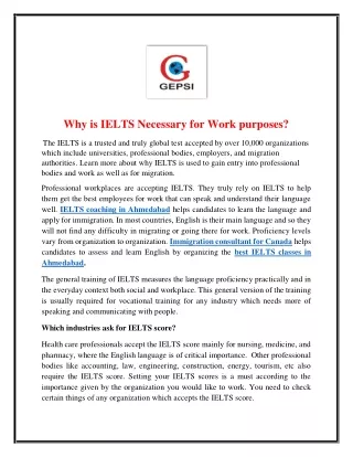 why is ielts necessary for work purposes