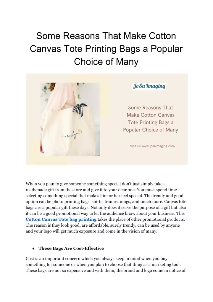 some reasons that make cotton canvas tote