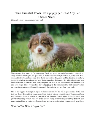 two essential tools like a puppy pen that
