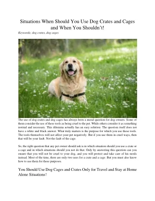 situations when should you use dog crates