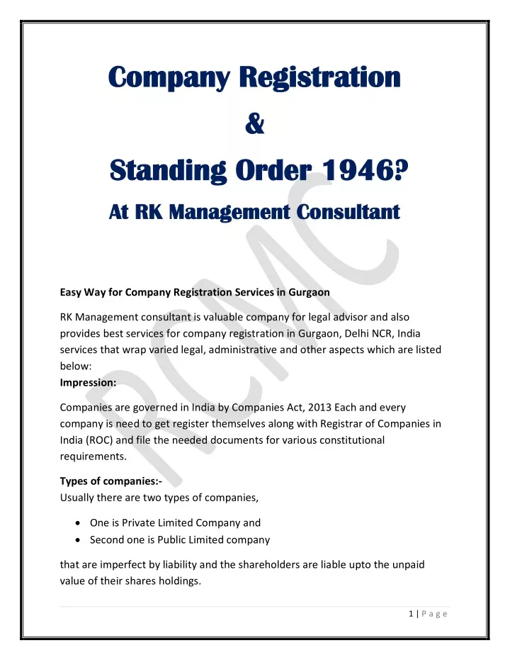 company registration company registration