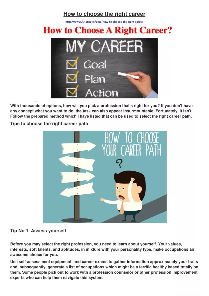 how to choose the right career http www futurite